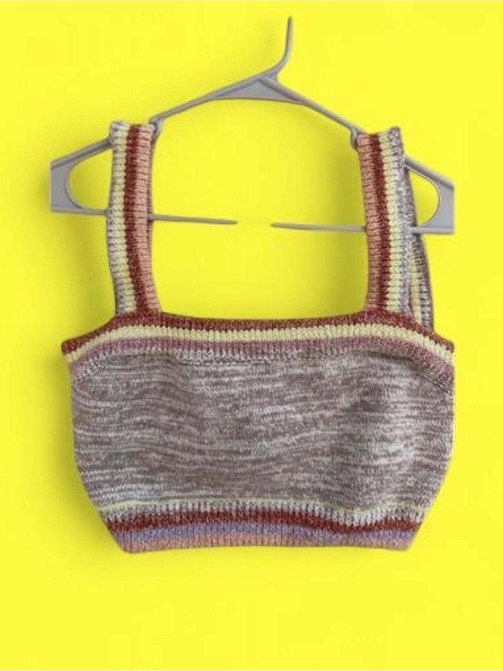 Free People Striped Crochet-Trim Knit Crop Top